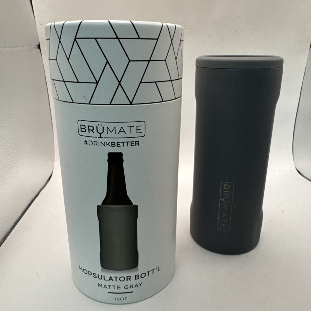 Brumate Hopsulator Slim Can Cooler Tumbler 12 oz Drink Holder Matte Black